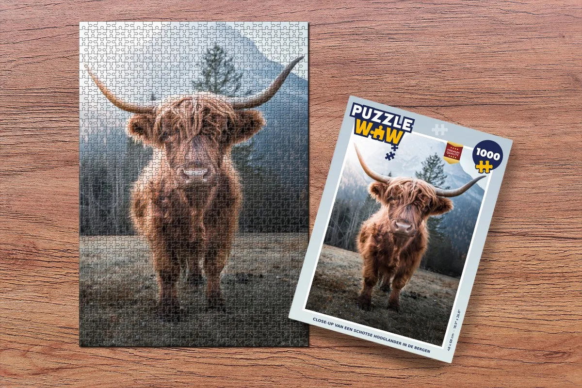 PuzzleWow Schotse Hooglander Legpuzzel 1000 Stuks - Multicolor