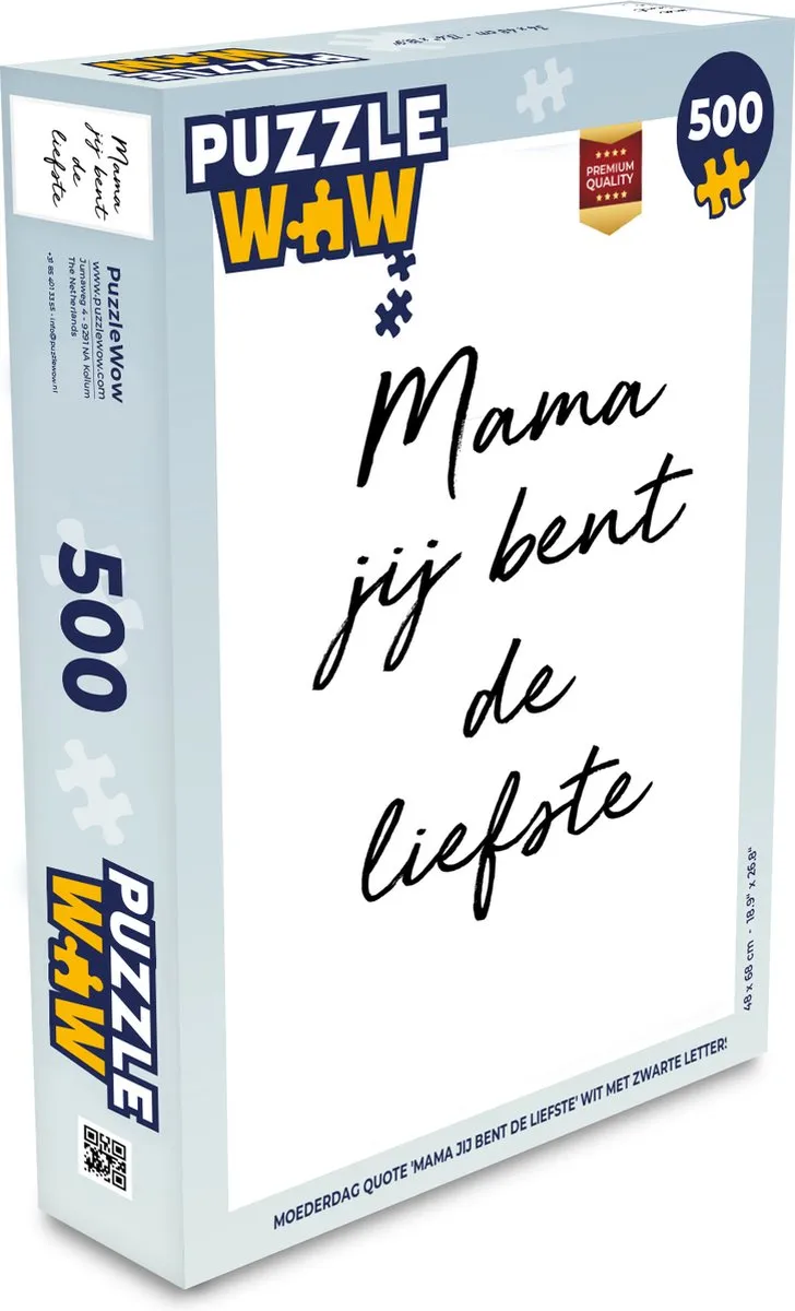 PuzzleWow Mama jij bent de liefste Legpuzzel 500 Stuks