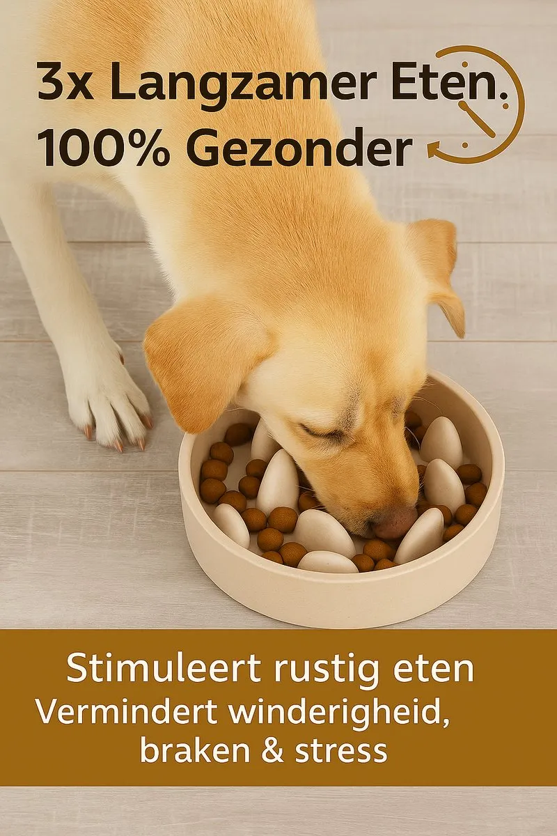 Flamingo Greni Slow Feeder Voerbak Hond - Ø14,5cm - 410ml - Beige