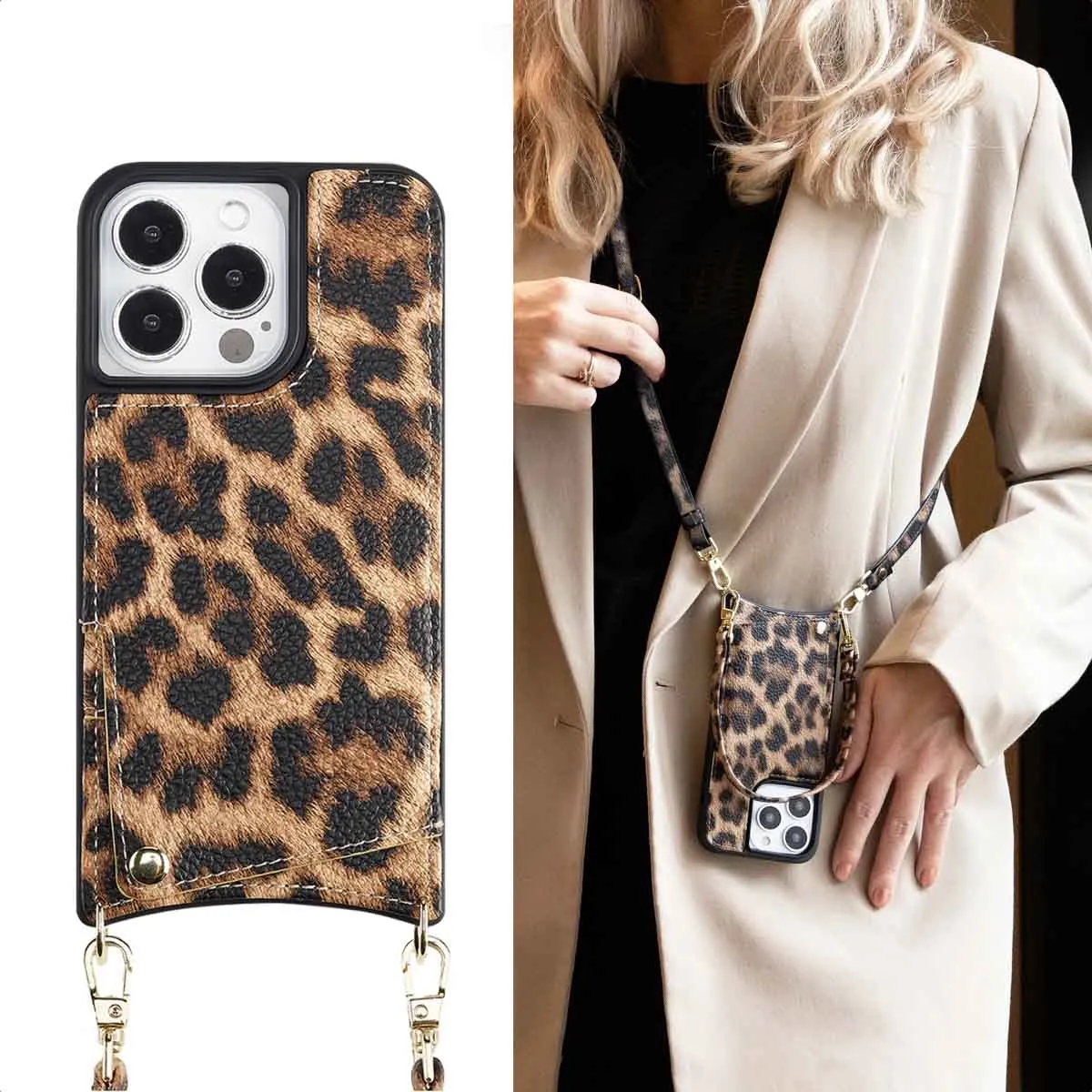 Selencia Hoesje iPhone 13 Pro - Leopard - 2 Pasjes