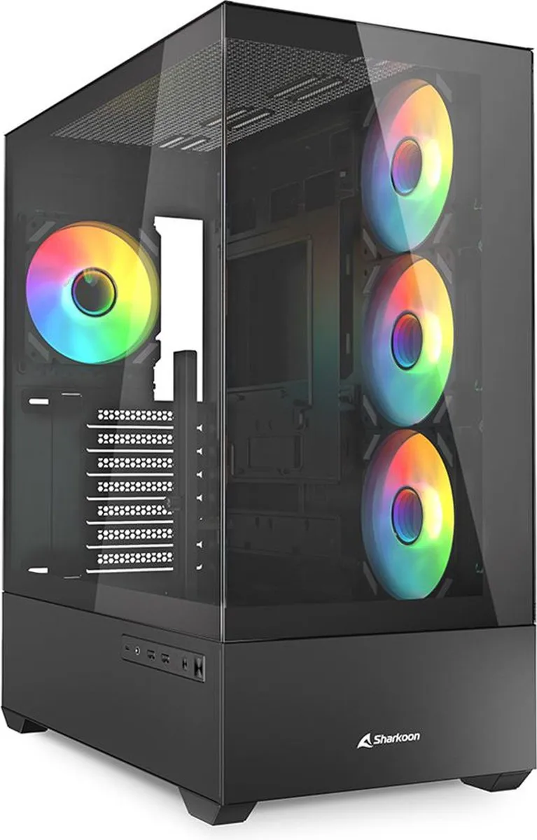 Sharkoon AK6 RGB PC Gehäuse - 4x 2.5" 2x 3.5" - Zwart