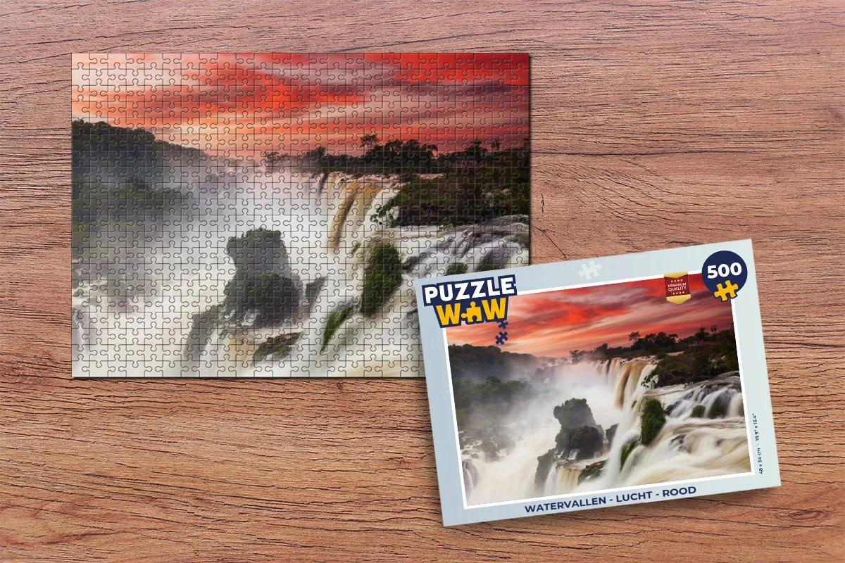 PuzzleWow Watervallen Lucht Legpuzzel 500 Stuks - Multicolor