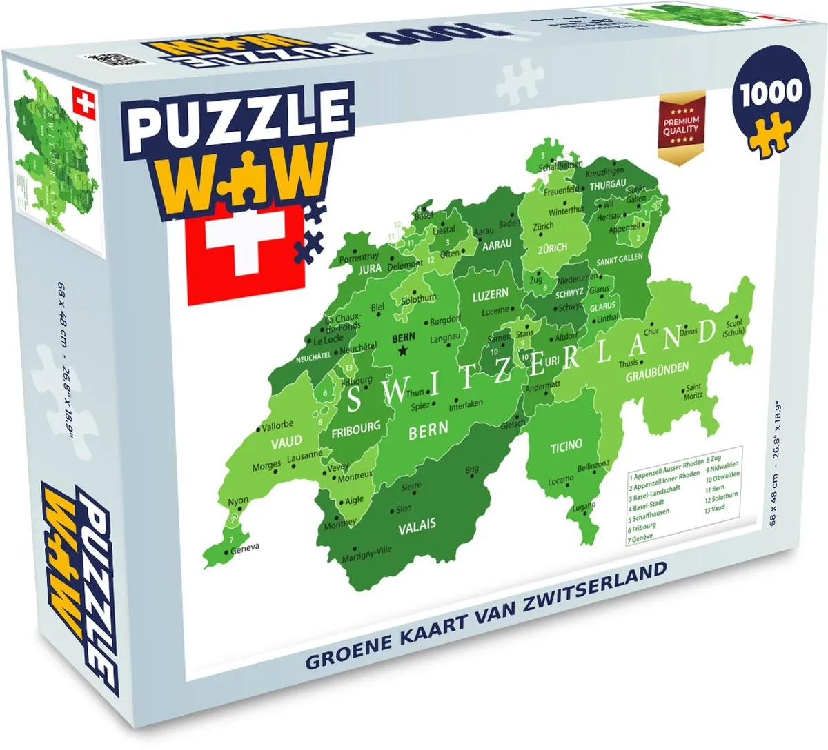 PuzzleWow Zwitserland Legpuzzel 1000 Stuks