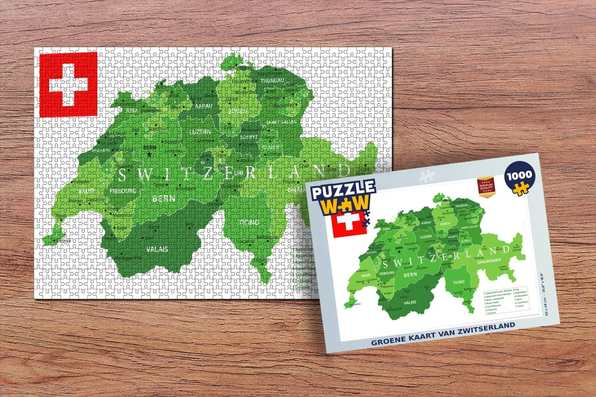 PuzzleWow Zwitserland Legpuzzel 1000 Stuks - Multicolor