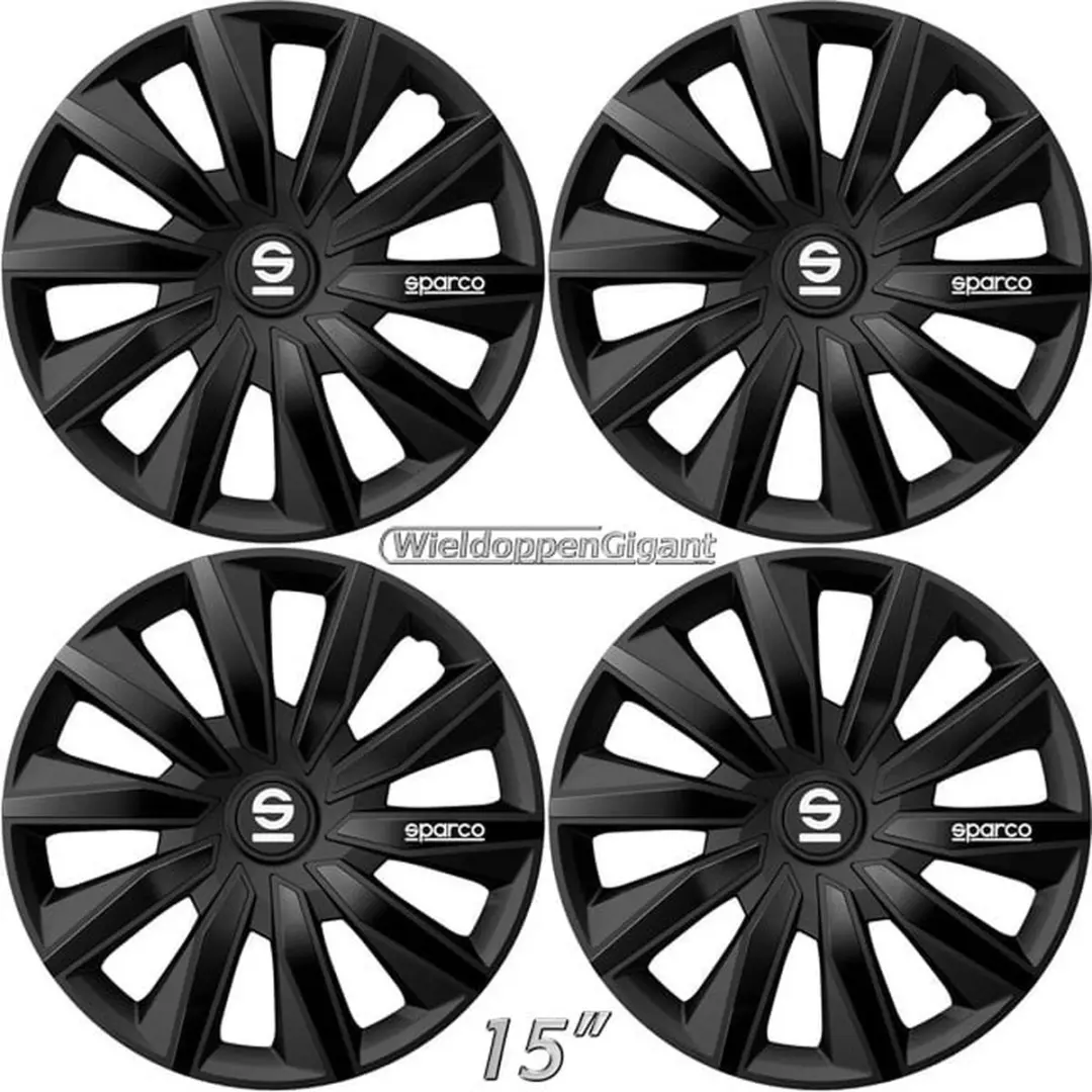 Wieldoppen MILANO-BK 15 inch zwart. Set a 4 stuks (CONTROLEER UW BANDENMAAT en l
