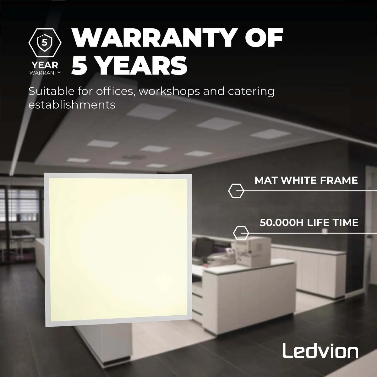 Ledvion 6X LED Paneel 36W 3000K - 6 Stuks