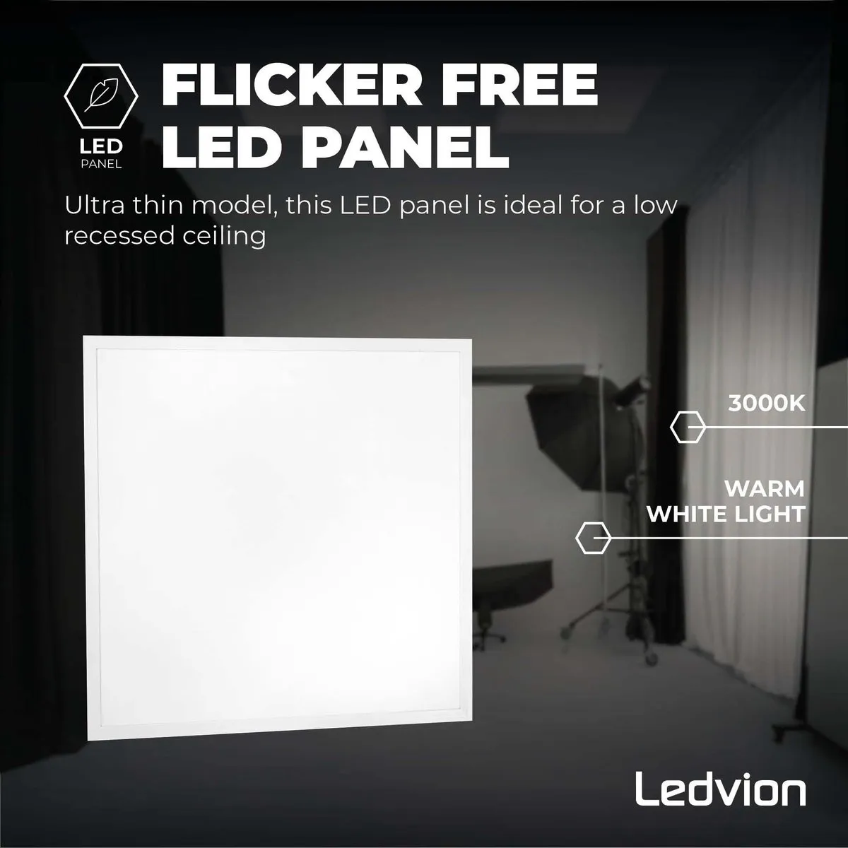 Ledvion 6X LED Paneel 36W 3000K - 6 Stuks