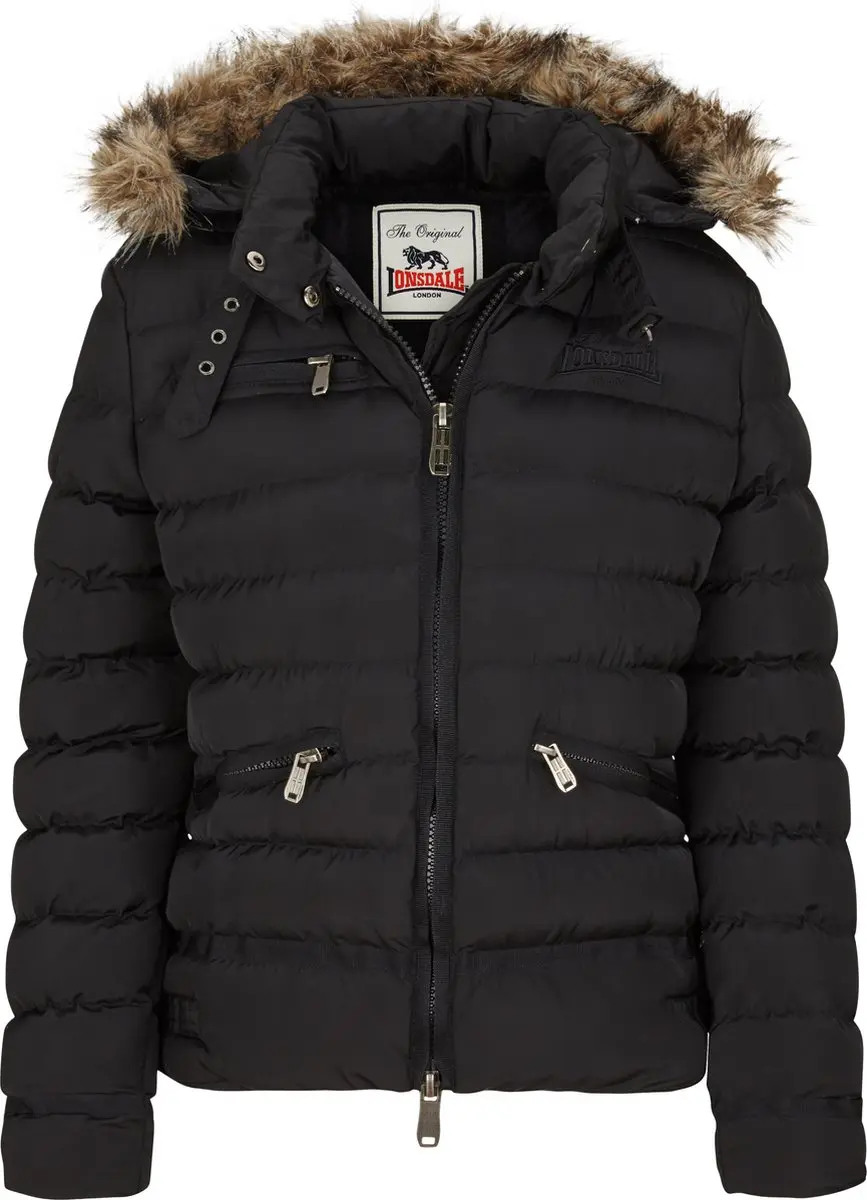 Lonsdale Damen Winterjacke Appledore Winterjacke mit Kapuze Black-XS