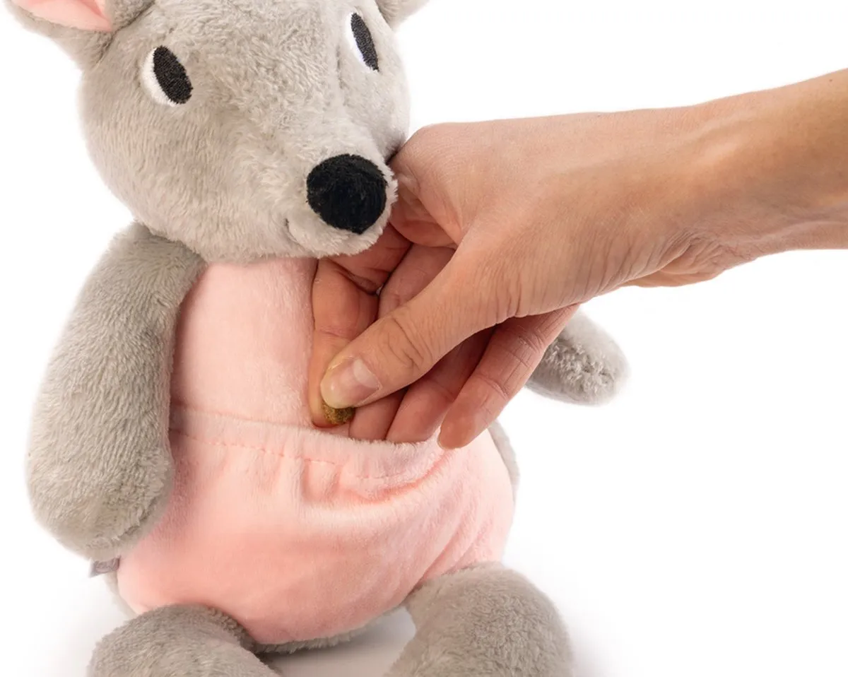 Beeztees Puppy Kangoeroe Pluch Speelgoed - Grijs/Roze