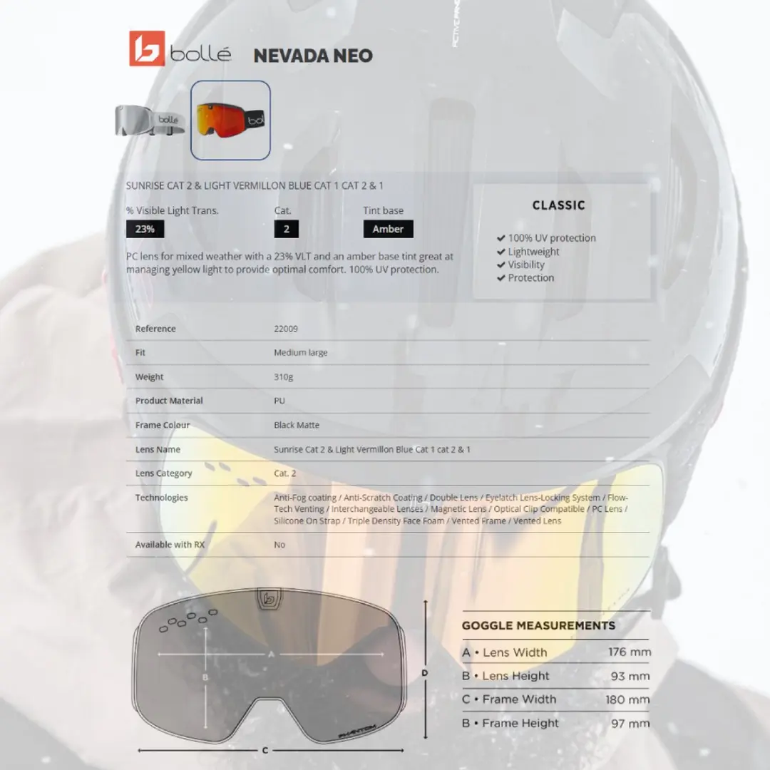 Bollé Nevada Neo Skibril - Zwart - Oranje lens - afbeelding 2 van 6