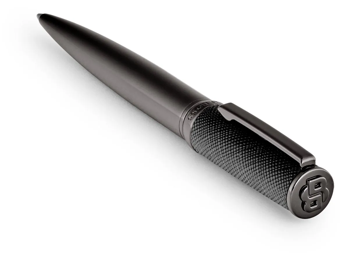 Hugo Boss Double B Saffiano Pen - Zwart