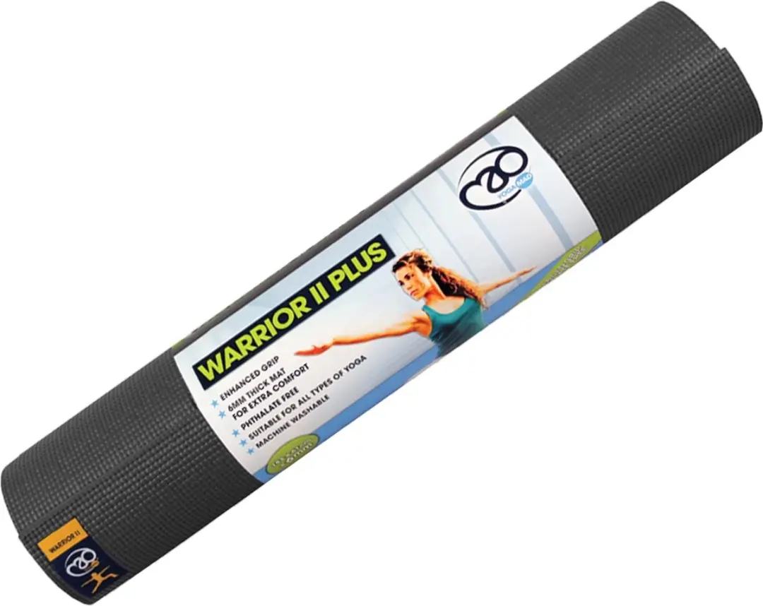 Fitness-Mad yoga mat Warrior II Plus 6mm graphite antislip comfort.