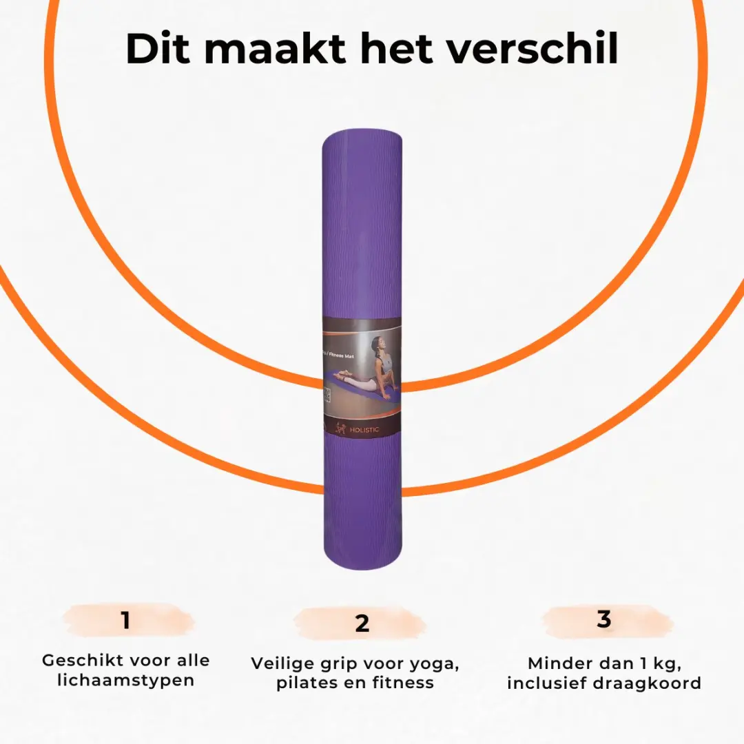 Fitpaddy Yogamat 183x61cm Paars - afbeelding 4 van 5