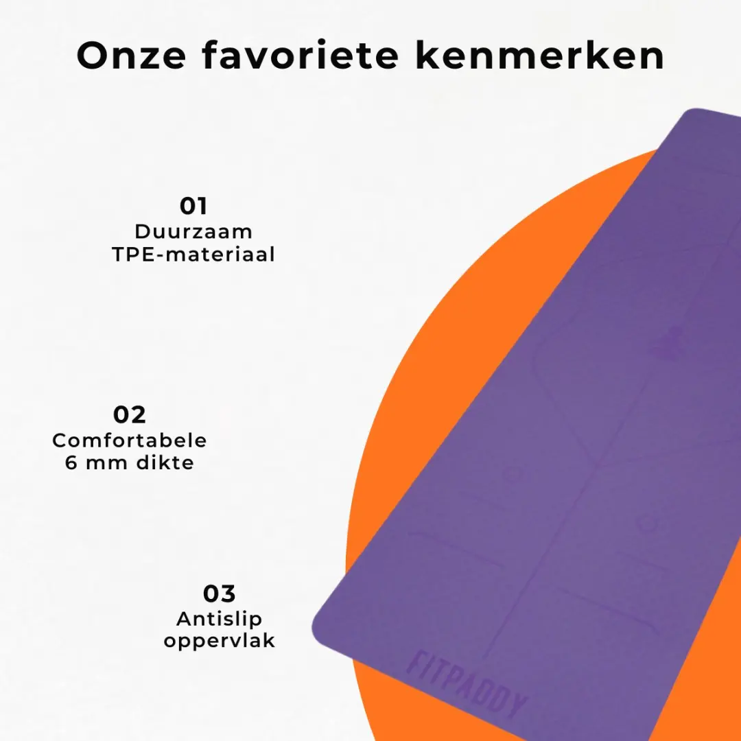 Fitpaddy Yogamat 183x61cm Paars - afbeelding 2 van 5