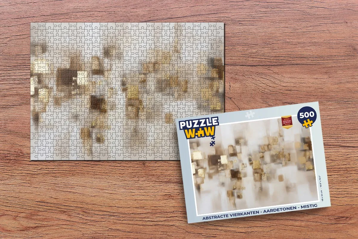 PuzzleWow Abstracte Vierkanten Legpuzzel 500 Stuks - Aardetonen/Mistig