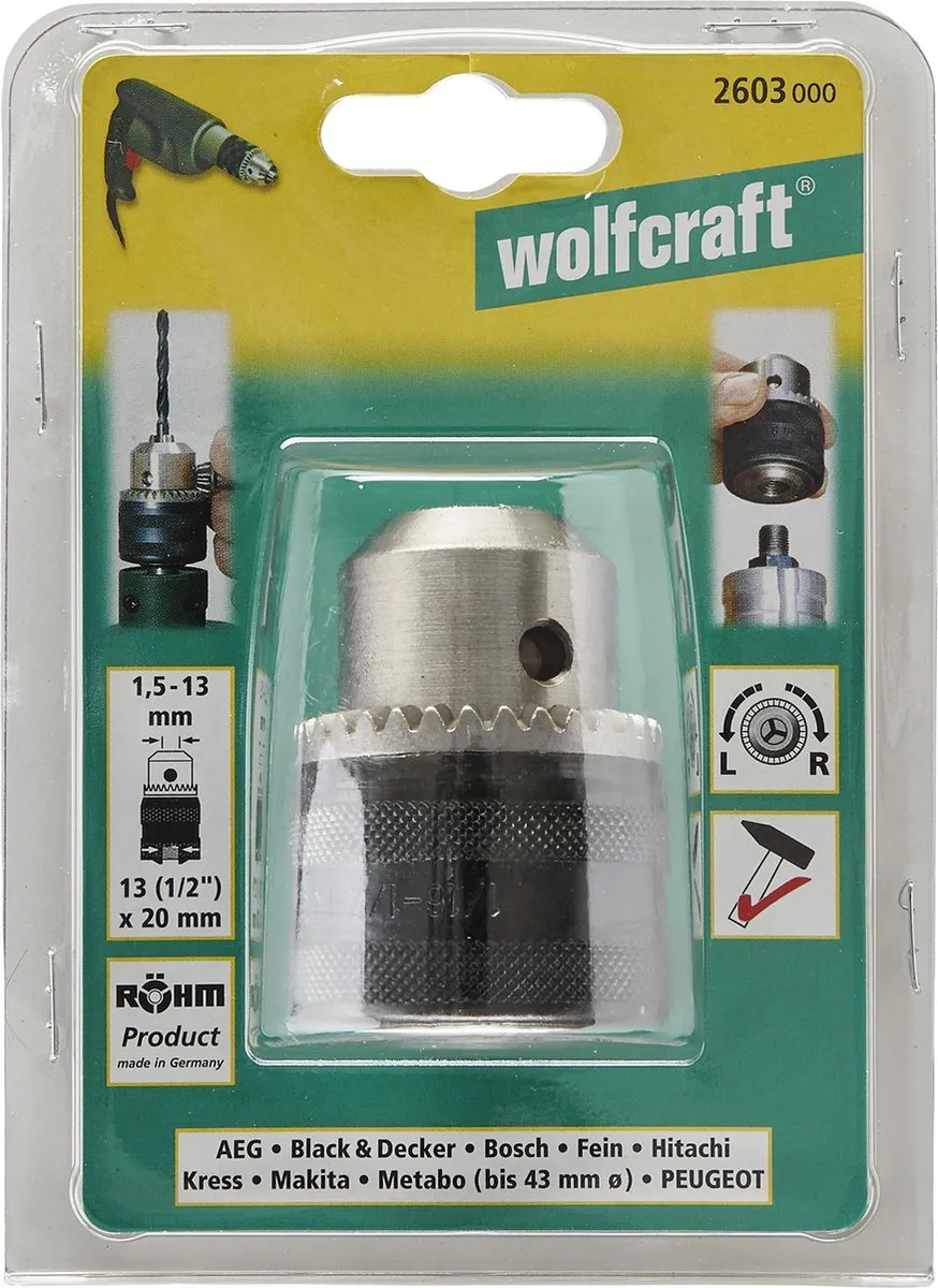 Wolfcraft Tandkransboorhouder 2603000 - 1,5-13mm