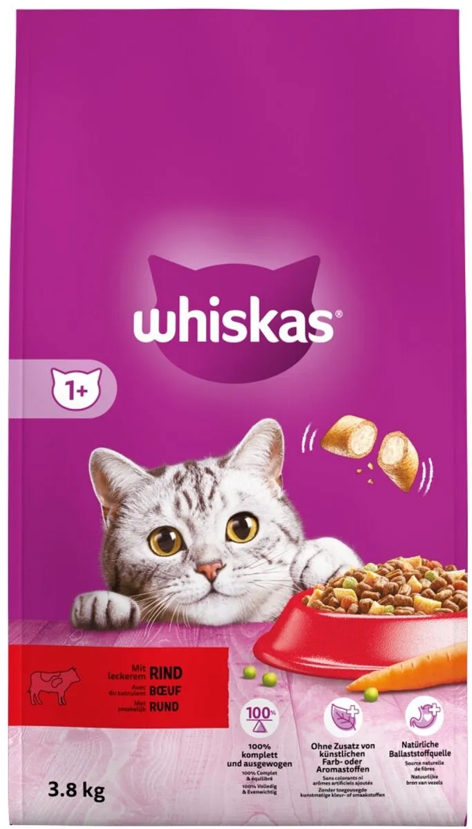 Whiskas Adult 1+ Rund Kattenbrokken - 3x3.8kg