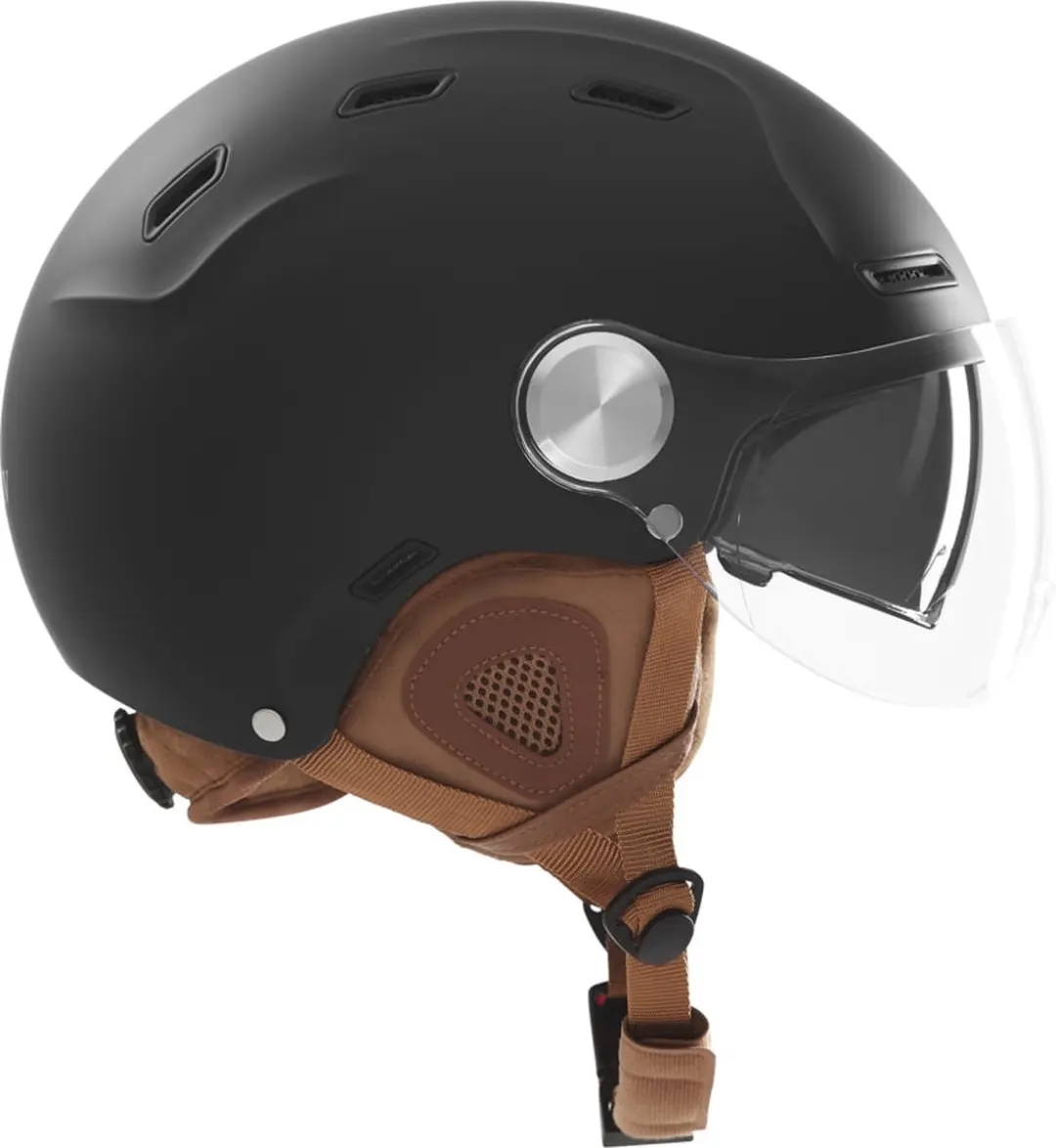 Nox Fiets helm - E-Bike - Fatbike fietshelm - met kort helder vizier en ingebouwd zonnevizier - kleur: Mat zwart - Geschikt voor de Helmplicht 2027 - Maat S/M (55 t/m 58 cm) - afbeelding 2 van 4