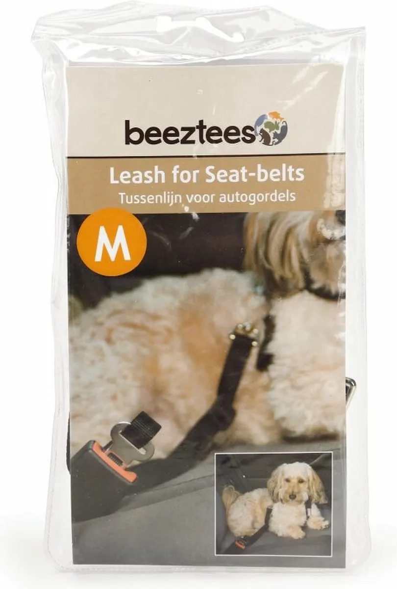 Beeztees Tussenlijn Hond Autogordel M - Zwart