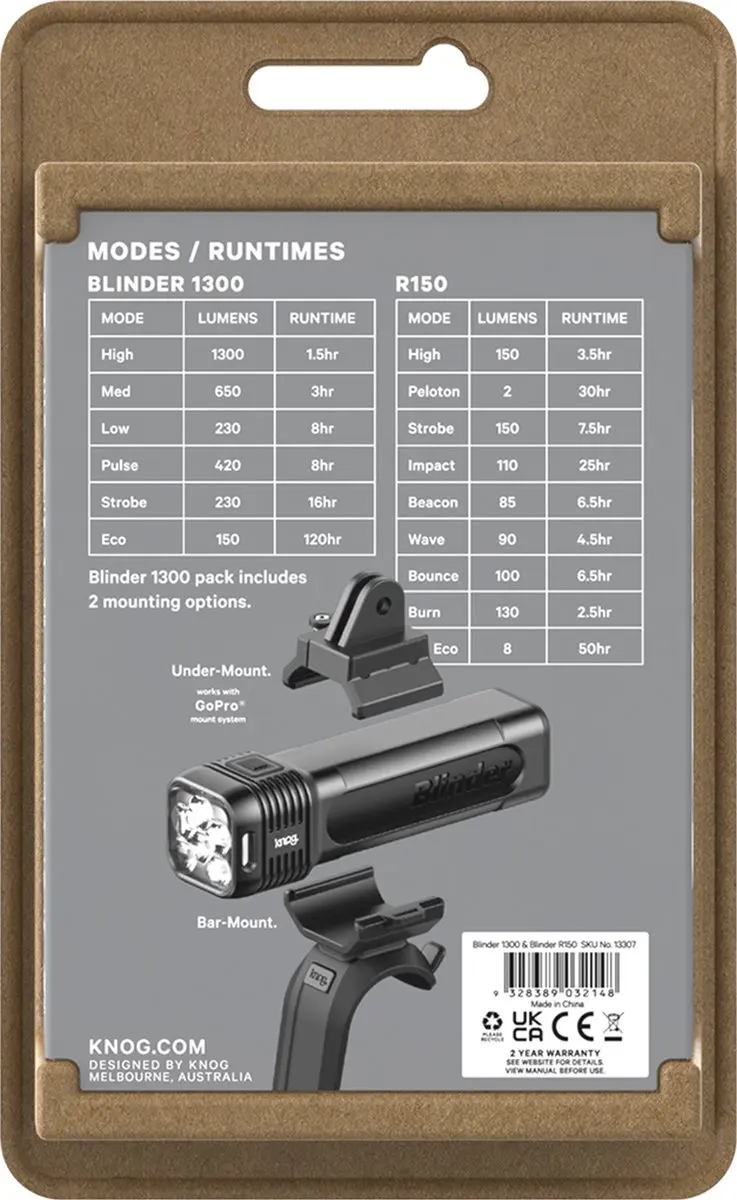 Knog Blinder Pro 1300 / R150 Verlichtingsset - afbeelding 6 van 6
