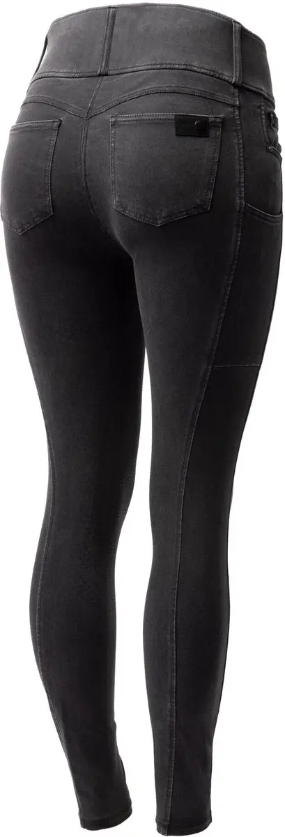 Horze Carolyn dames denim fullseat rijbroek , Black denim, 40