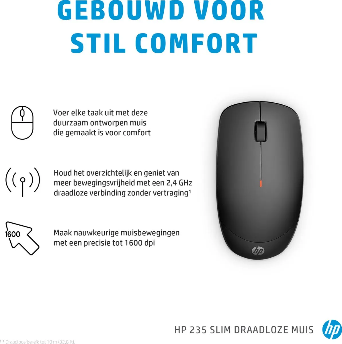 HP 235 Slim Draadloze Muis - Zwart
