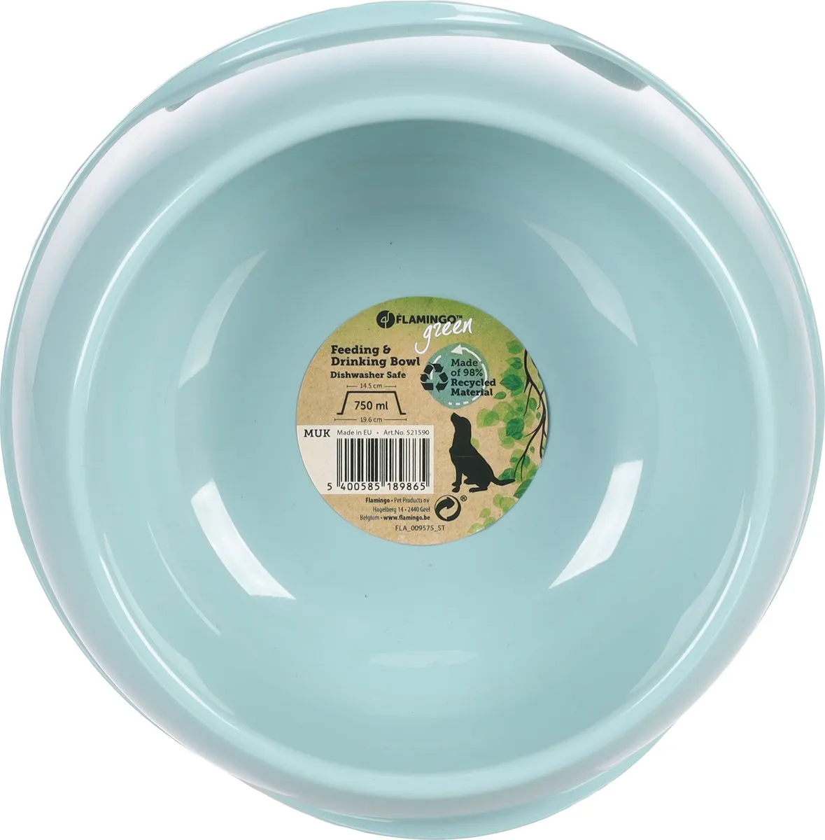 Flamingo Muk Eet- en Drinkpot Honden - Lichtblauw 750ml