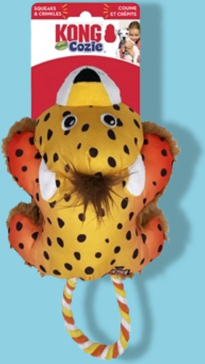KONG Cozie Tuggz Cheetah Hondenspeelgoed - Geel