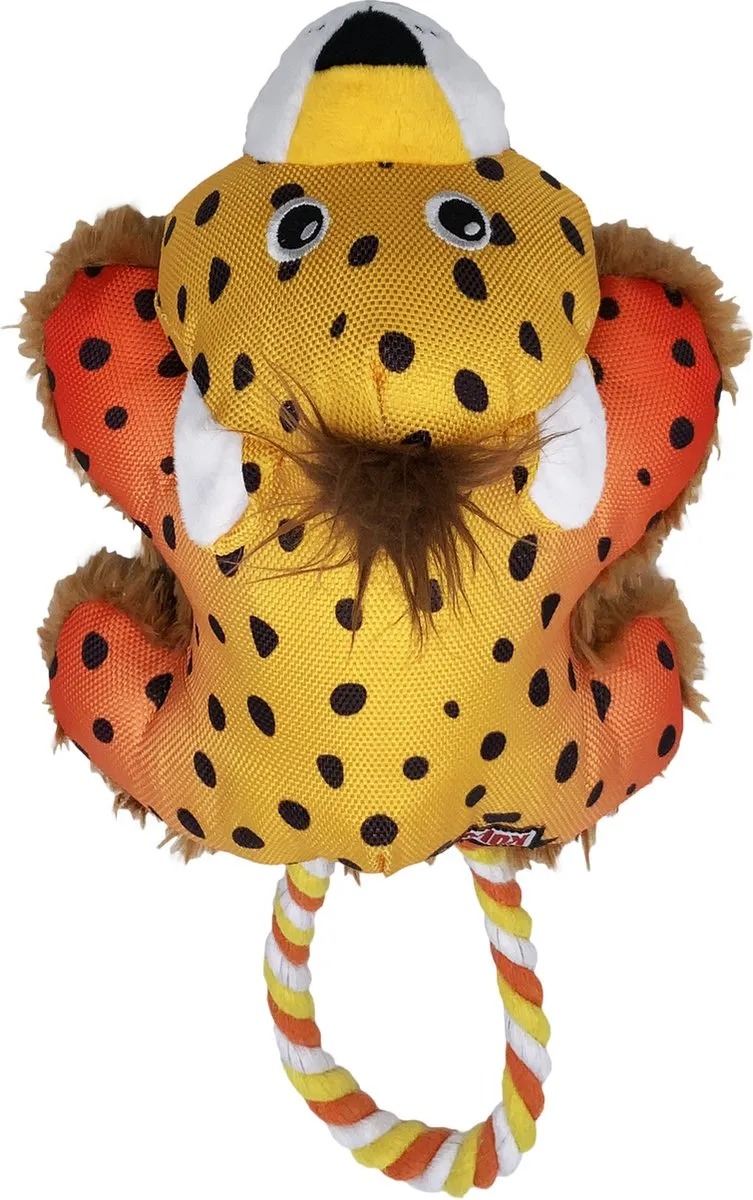 KONG Cozie Tuggz Cheetah Hondenspeelgoed - Geel
