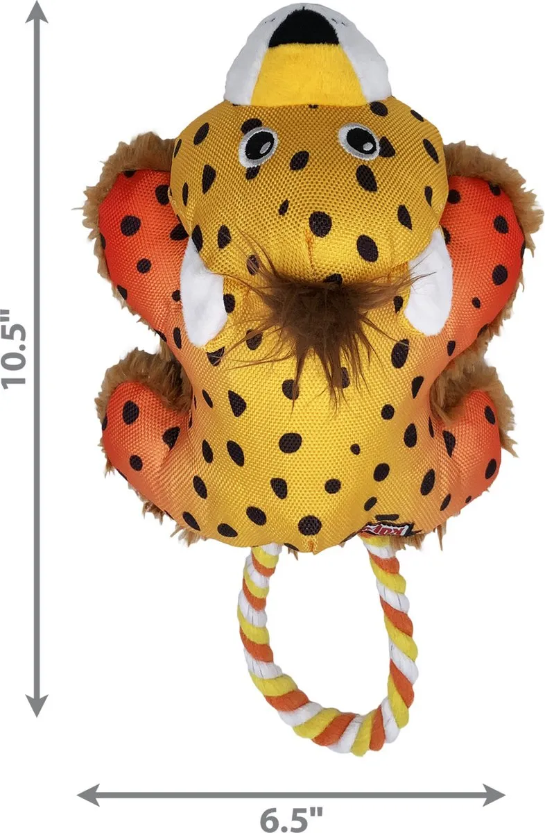 KONG Cozie Tuggz Cheetah Hondenspeelgoed - Geel