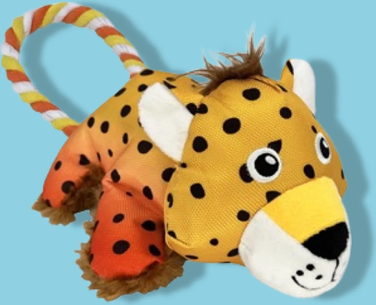 KONG Cozie Tuggz Cheetah Hondenspeelgoed - Geel - afbeelding 6 van 6