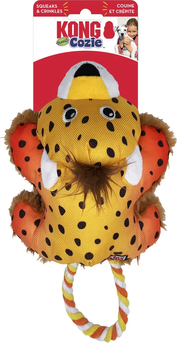 KONG Cozie Tuggz Cheetah Hondenspeelgoed - Geel