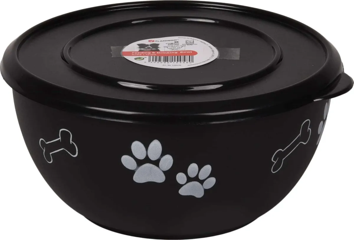 Flamingo Kena Eet- en Drinkpot Honden - 1250ml - Zwart - Ø17,2cm