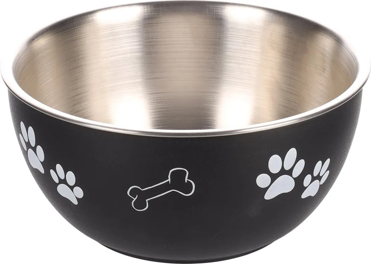 Flamingo Kena Eet- en Drinkpot Honden - 1250ml - Zwart - Ø17,2cm