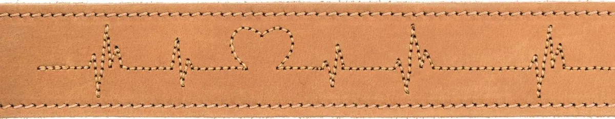 Trixie Rustic Vetleren Halsband Heartbeat - Maat L - Cognac - afbeelding 6 van 6