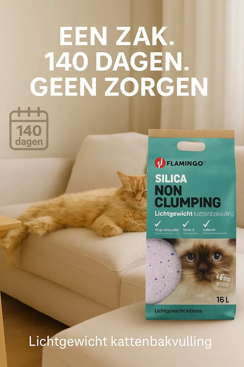 Flamingo Silica Kattenbakvulling 16L - Geurloos & Stofvrij