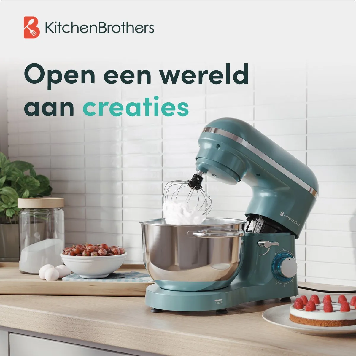 KitchenBrothers 2000W Keukenmachine Pastel Groen - 6,2L