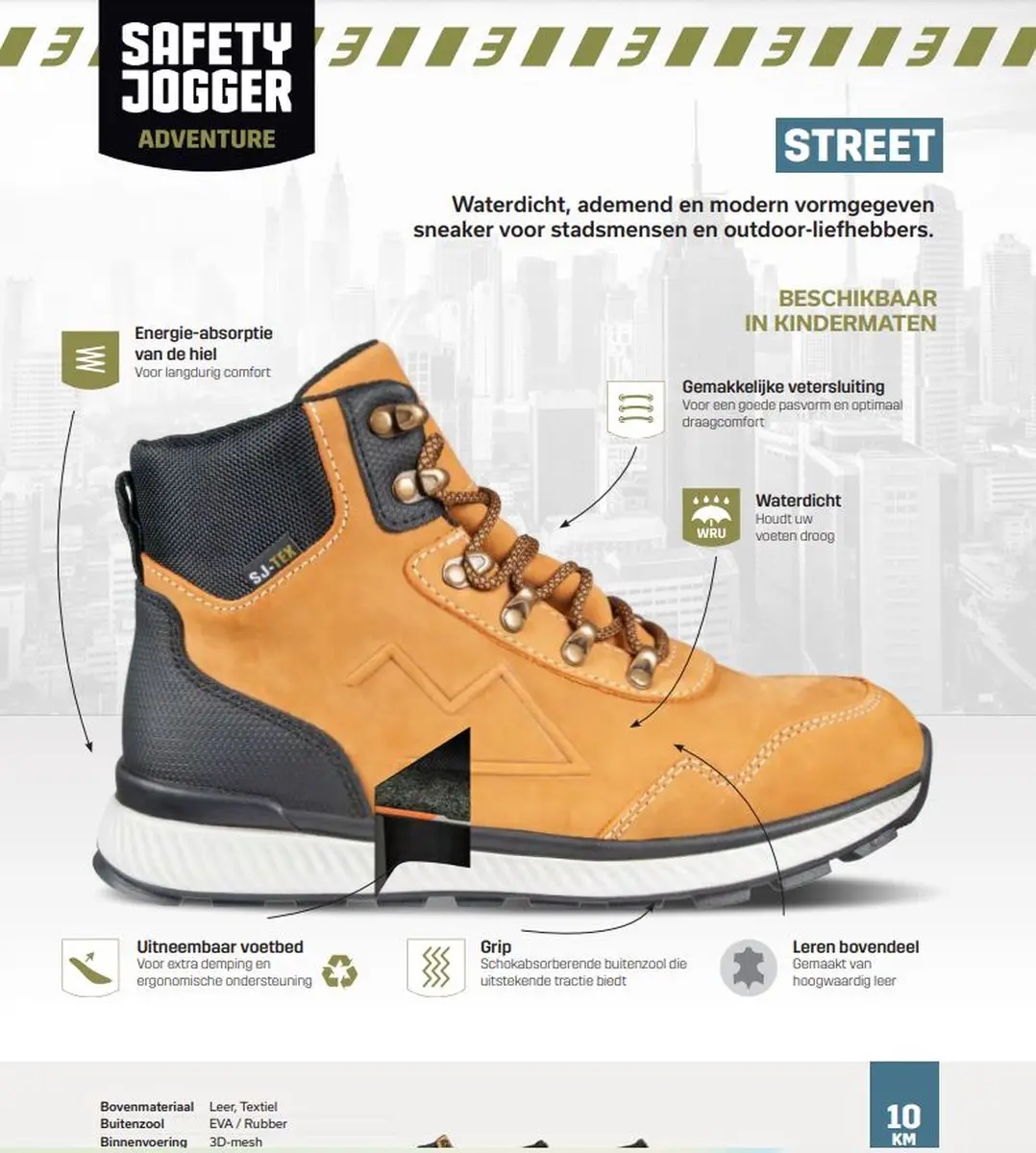 Safety Jogger Street Hoge Wandelschoen 43 - Zwart - afbeelding 2 van 2
