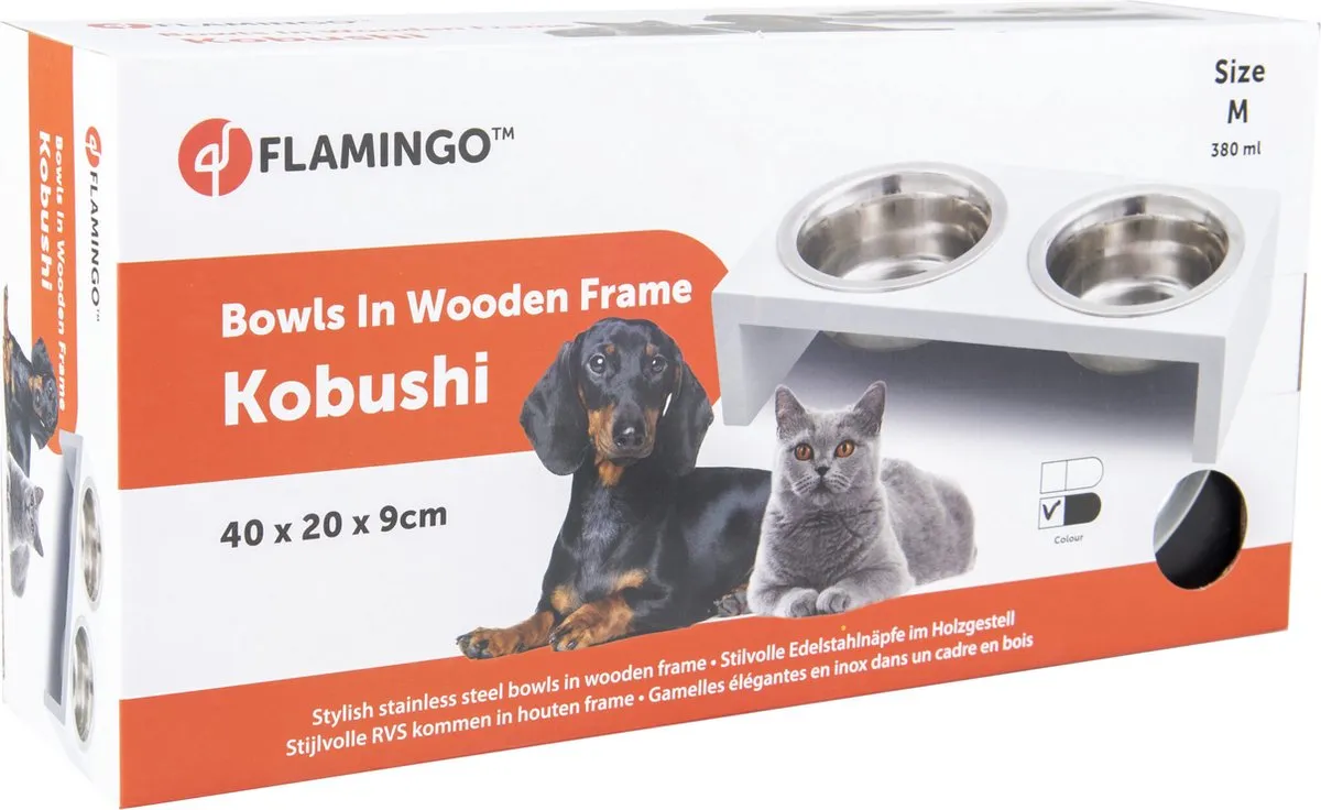 Flamingo Kobushi Voerbak - 2x380ml - Antraciet