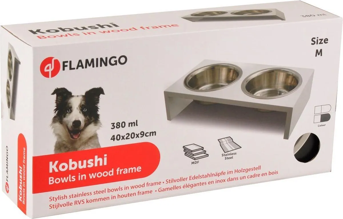 Flamingo Kobushi Voerbak - 2x380ml - Antraciet