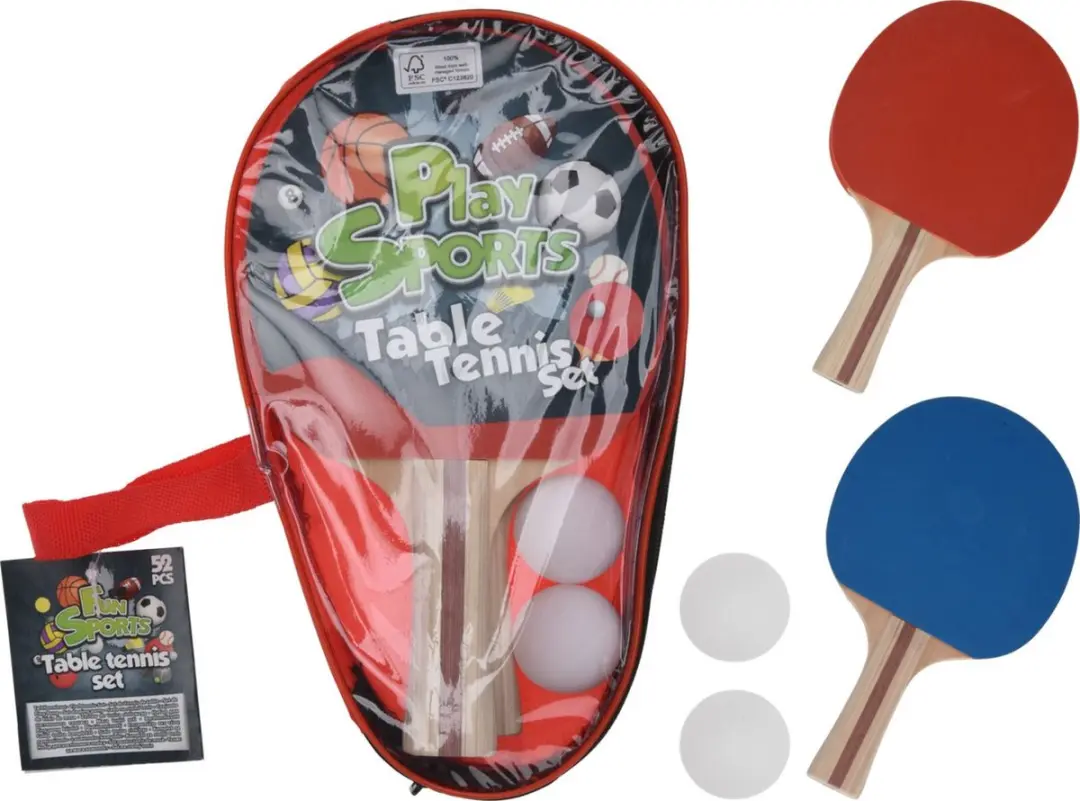 Koopman tafeltennisset sportief speelgoed met 2 bats en 2 ballen.