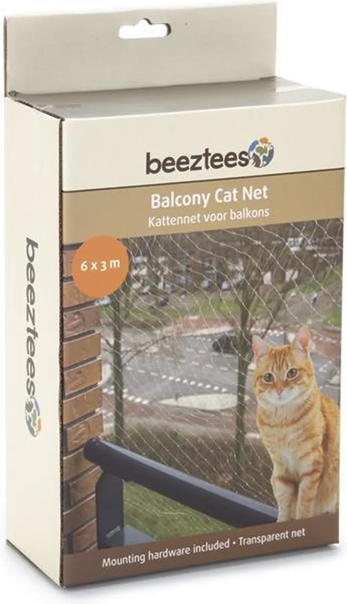 Beeztees Kattennet Balkon 6x3m Transparant