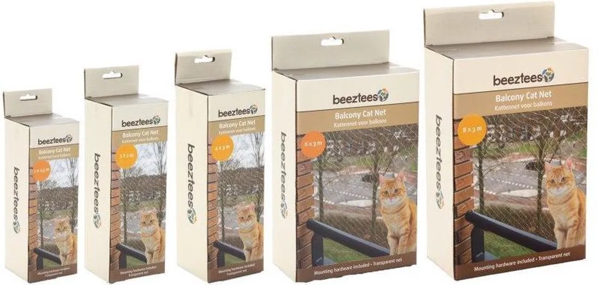 Beeztees Kattennet Balkon 6x3m Transparant - afbeelding 6 van 6