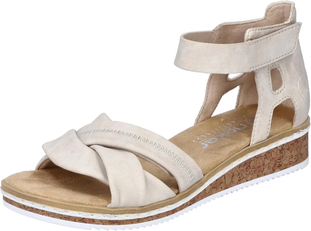 Rieker Dames Sandalen V3673 Beige Wedge Comfort