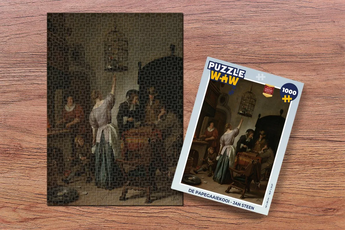 PuzzleWow De papegaaiekooi Legpuzzel 1000 Stuks - Jan Steen - Multicolor