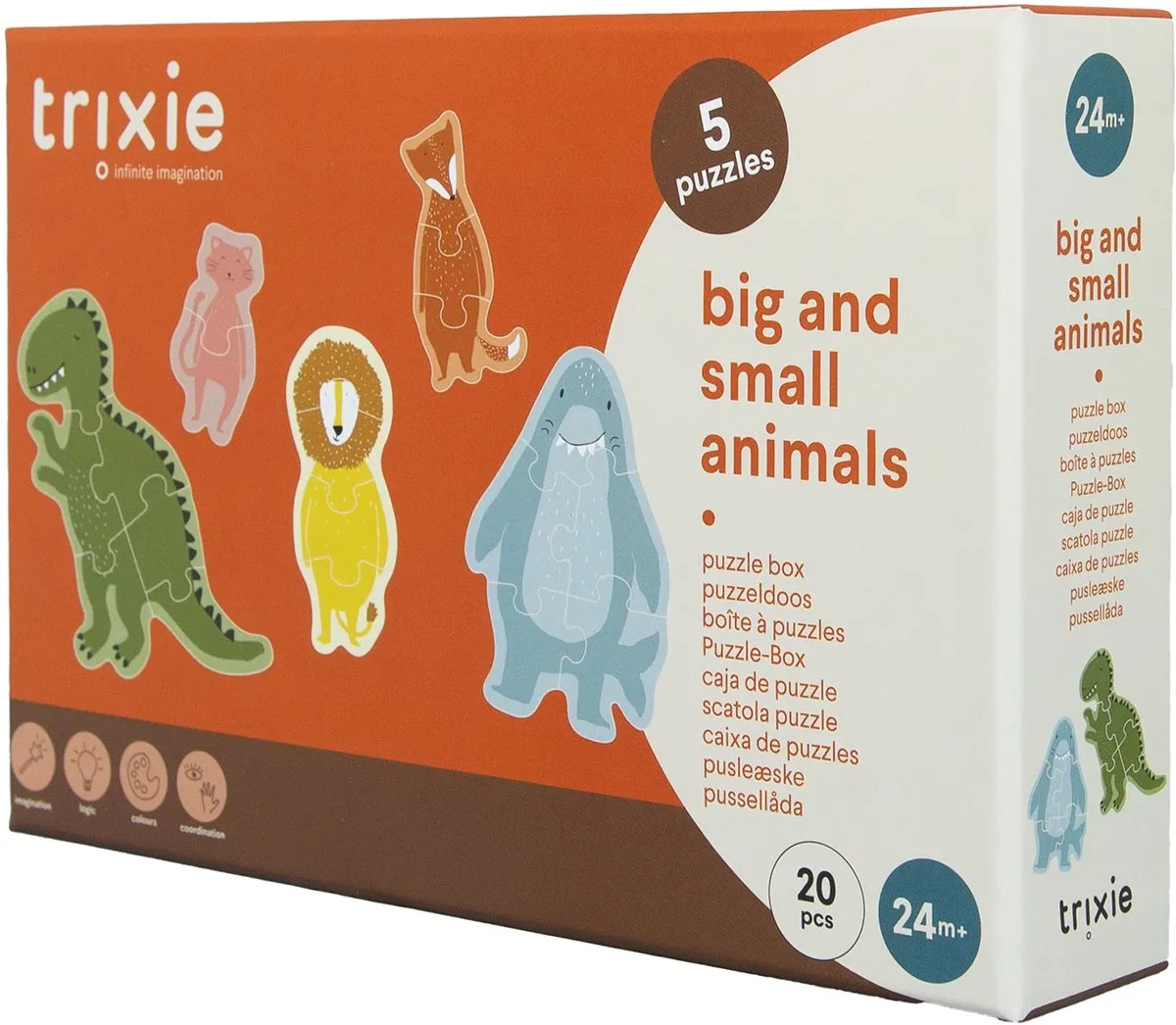 Trixie Puzzelbox Grote en Kleine Dieren - 5 Puzzels - 2+ Jaar - Multi