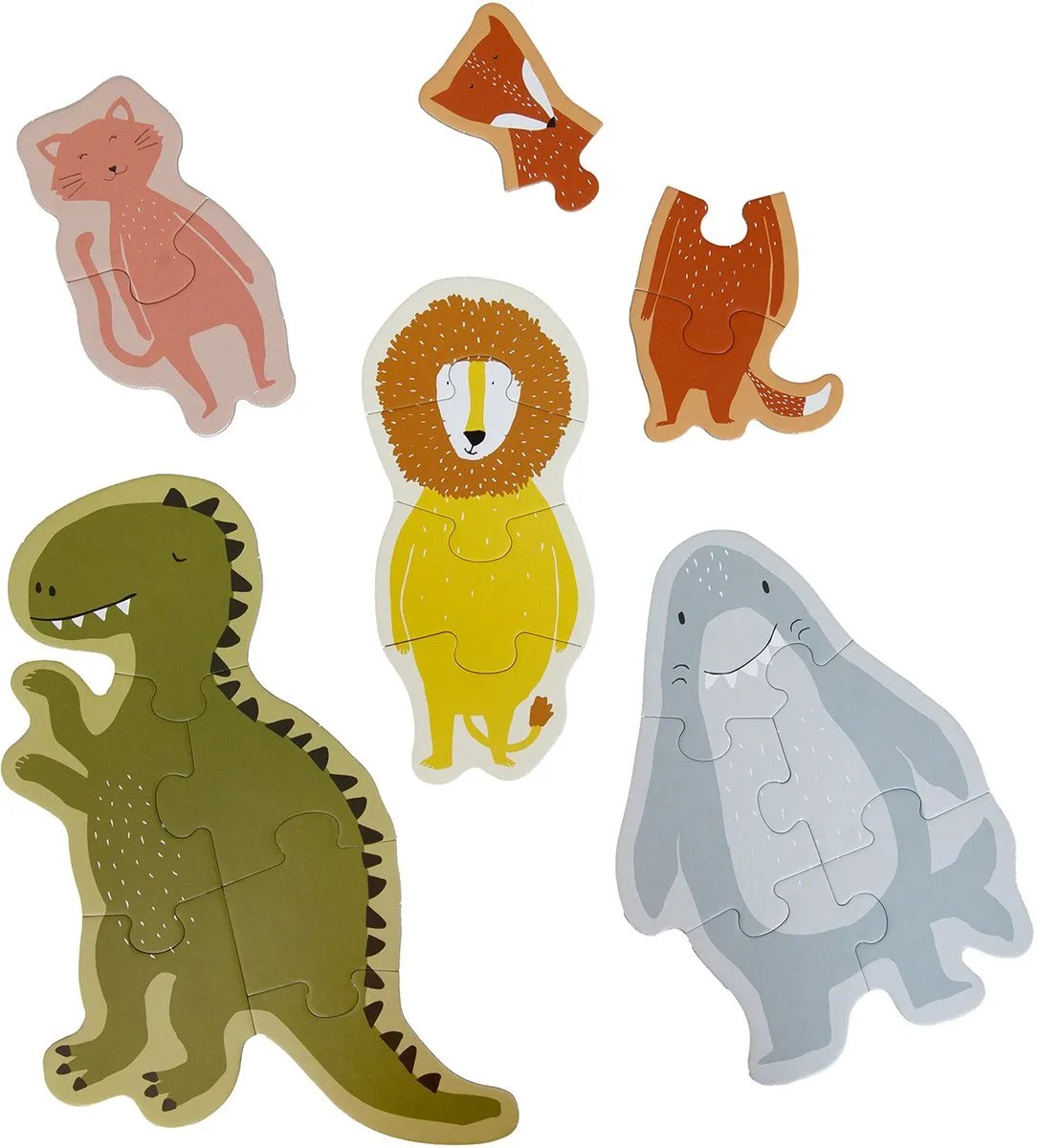 Trixie Puzzelbox Grote en Kleine Dieren - 5 Puzzels - 2+ Jaar - Multi