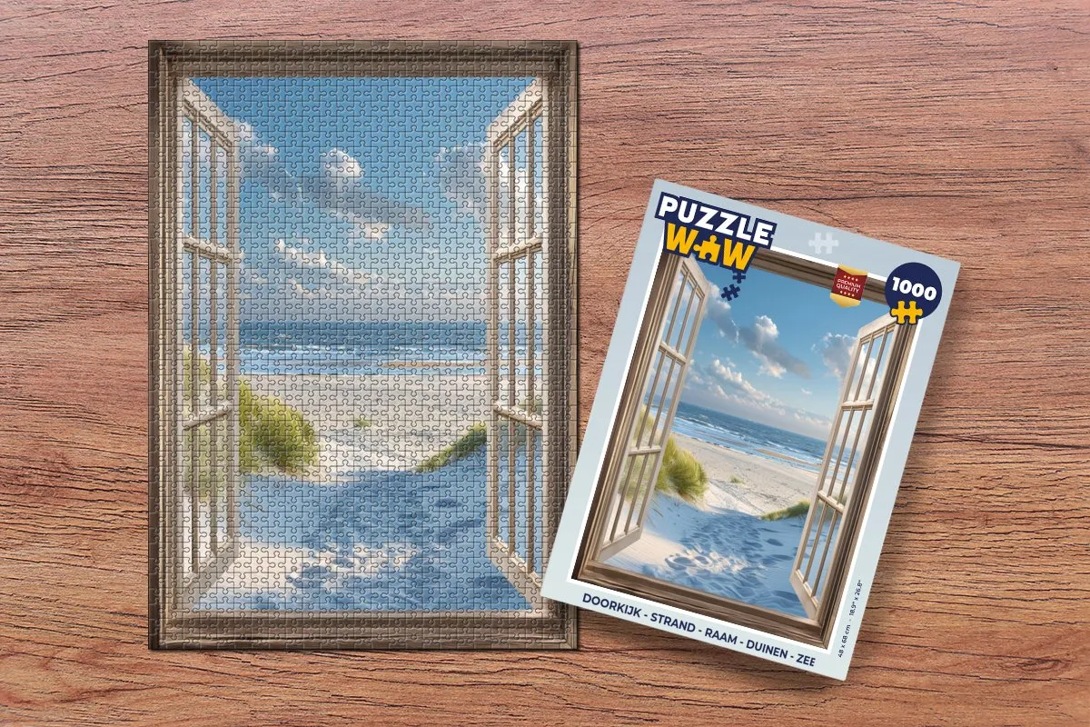 PuzzleWow Strand Puzzel 1000 Stuks - Blauw/Beige