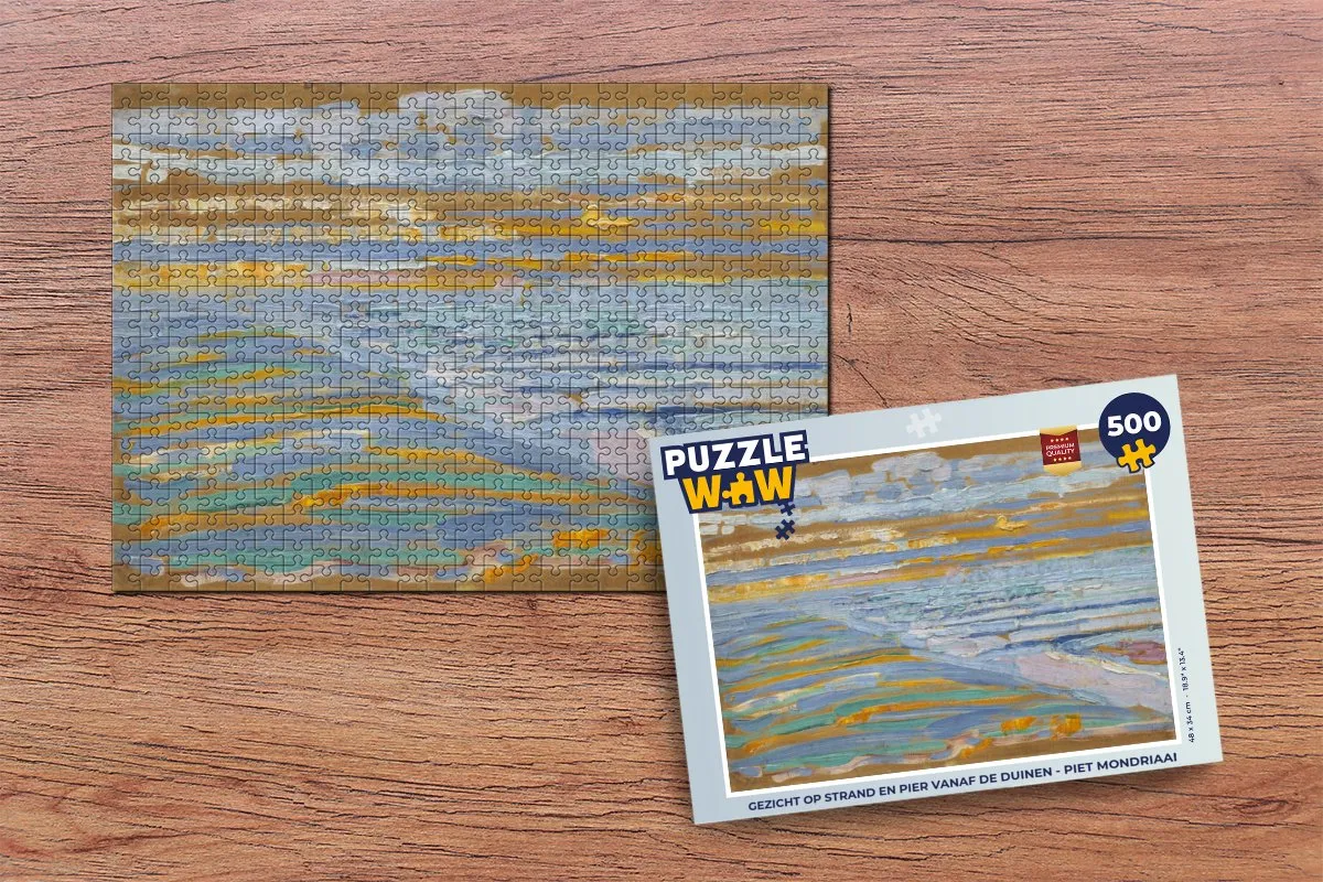 PuzzleWow Legpuzzel Piet Mondriaan Strand 500 Stuks - Multicolor