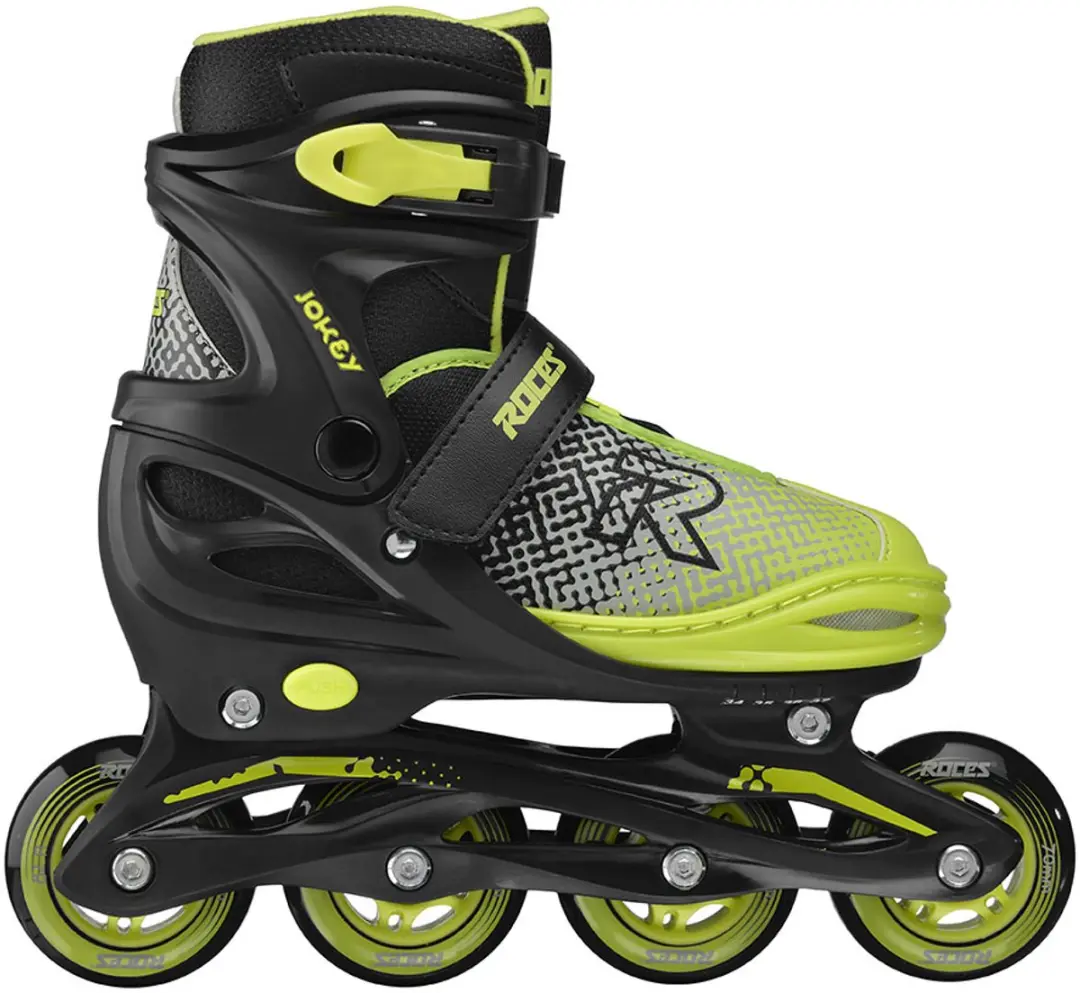 Roces Jokey X Verstelbare Skeelers Jongens - Inline Skates - Meegroei Skates - Zwart Groen - Maat 30-33